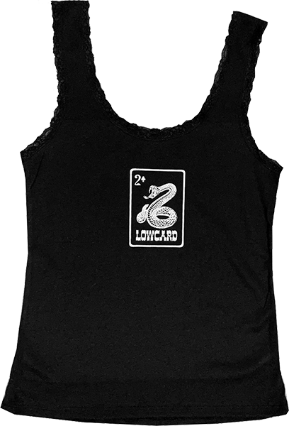 LOWCARD RATTLER CARD LACE TRIMMED TANK TOP S-BLK